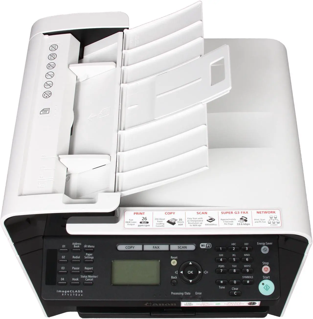 Alt view image 6 of 10 - Canon imageCLASS MF4570dw 5259B007 MFC / All-In-One Up to 26 ppm Monochrome Ethernet (RJ-45) / USB / Wi-Fi Laser Printer