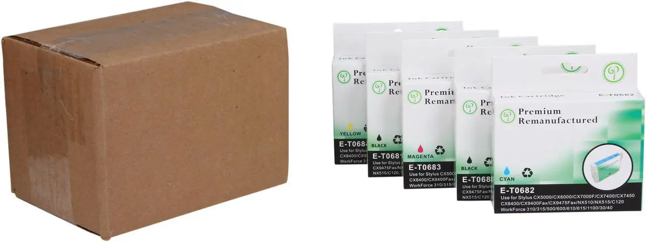 Alt view image 7 of 7 - Green Project Compatible Ink Cartridge Replacement for Epson (2pc. T0681 , 1pc. T0682 , 1pc. T0683 , 1pc. T0684) 5 Pack
