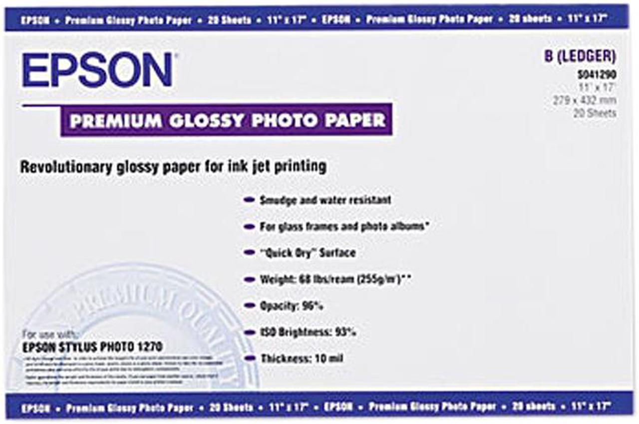 Epson S041290 Premium Photo Paper Ledger/Tabloid - 11" x 17"  - 1 Each - White, Blue