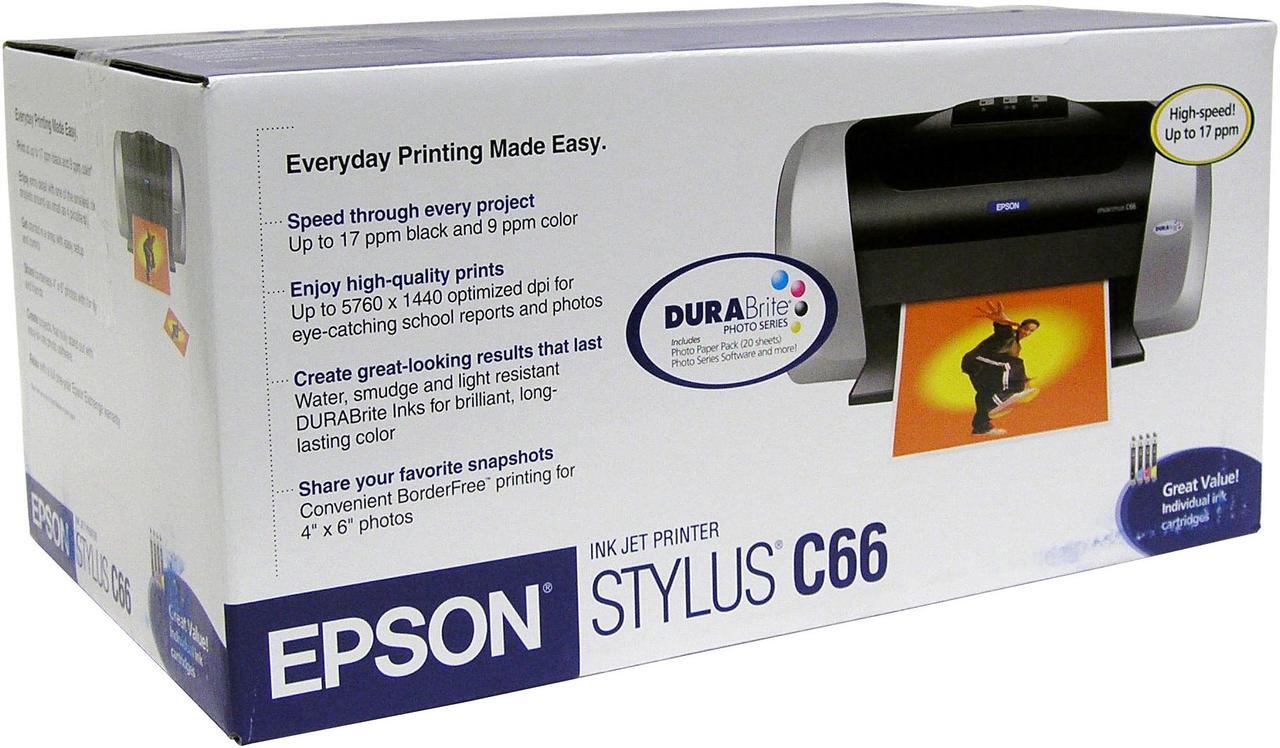 Alt view image 7 of 7 - EPSON Stylus C66 C11C573071 17 ppm Black Print Speed 5760 x 1440 dpi Color Print Quality USB InkJet Personal Color Printer