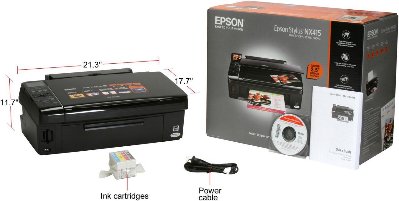 Alt view image 9 of 9 - EPSON Stylus NX415 C11CA44231 Up to 34 ppm Black Print Speed 5760 x 1440 dpi Color Print Quality USB InkJet MFC / All-In-One Color Printer
