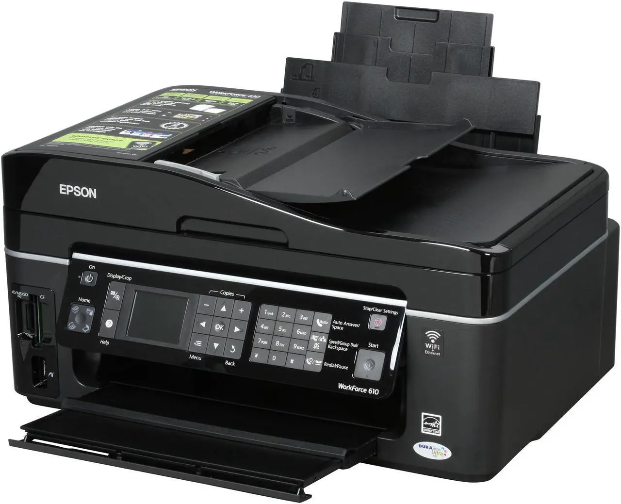 Main image of EPSON WorkForce  610 C11CA50201 Up to 38 ppm Black Print Speed 5760 x 1440 dpi Color Print Quality Ethernet (RJ-45) / USB / Wi-Fi InkJet MFC / All-In-One Color Printer