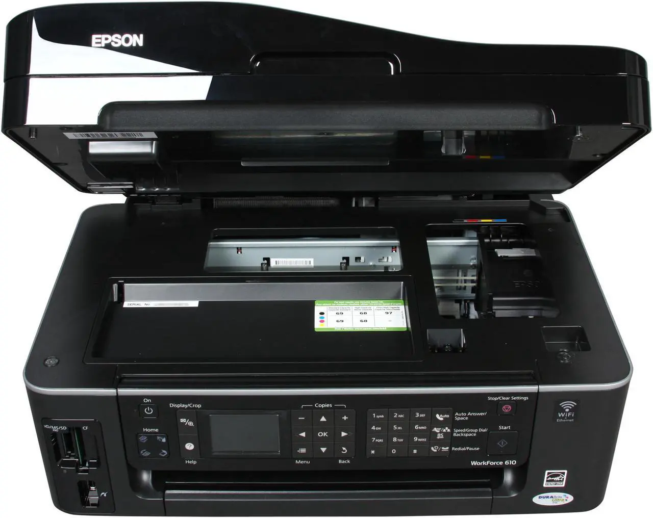 Alt view image 7 of 8 - EPSON WorkForce  610 C11CA50201 Up to 38 ppm Black Print Speed 5760 x 1440 dpi Color Print Quality Ethernet (RJ-45) / USB / Wi-Fi InkJet MFC / All-In-One Color Printer