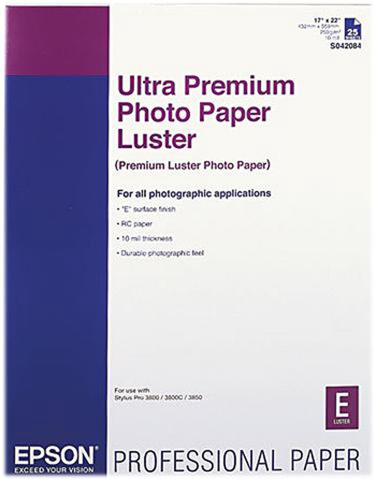 EPSON S042084 Ultra Premium Photo Paper, Luster, 17 x 22, 25 Sheets/Pack