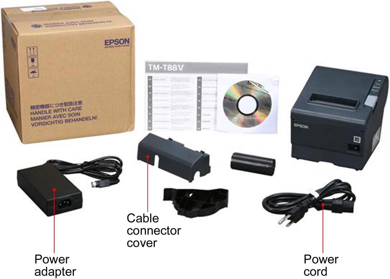 Alt view image 9 of 8 - Epson TM-T88V 3" Single-station Thermal Receipt Printer, USB, Serial, Dark Gray - C31CA85084