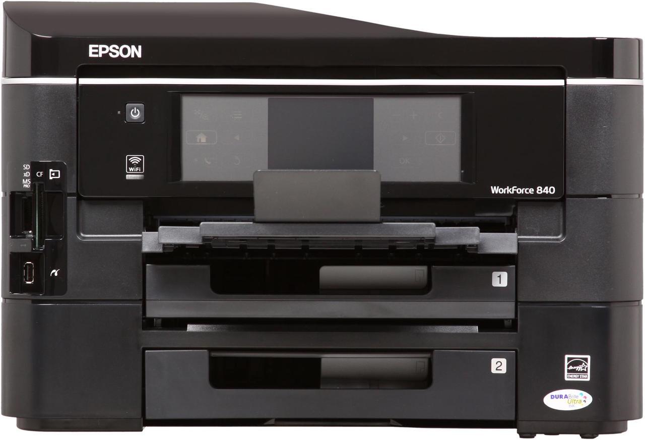 Alt view image 2 of 7 - EPSON WorkForce 840 C11CA97201 Up to 15 ppm Black Print Speed 5760 x 1440 dpi Color Print Quality Ethernet (RJ-45) / USB / Wi-Fi InkJet MFC / All-In-One Color Printer