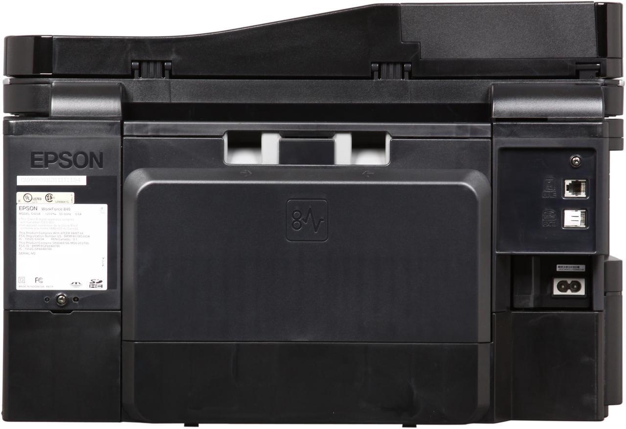 Alt view image 4 of 7 - EPSON WorkForce 840 C11CA97201 Up to 15 ppm Black Print Speed 5760 x 1440 dpi Color Print Quality Ethernet (RJ-45) / USB / Wi-Fi InkJet MFC / All-In-One Color Printer