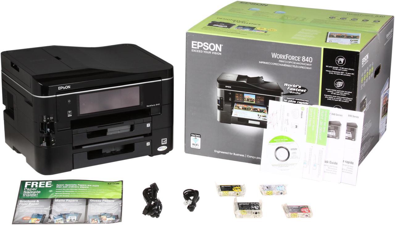 Alt view image 7 of 7 - EPSON WorkForce 840 C11CA97201 Up to 15 ppm Black Print Speed 5760 x 1440 dpi Color Print Quality Ethernet (RJ-45) / USB / Wi-Fi InkJet MFC / All-In-One Color Printer