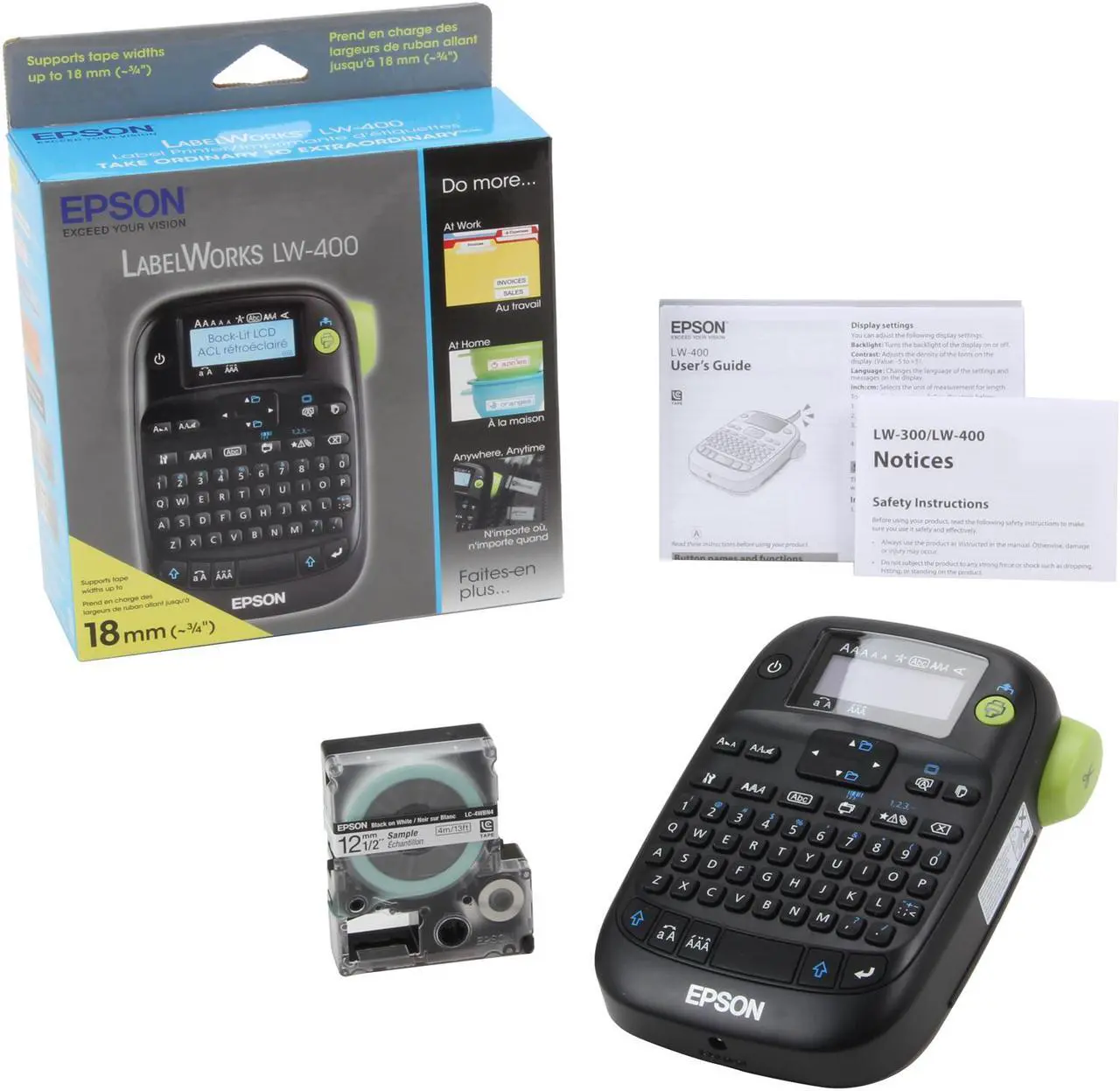 Alt view image 7 of 6 - EPSON LabelWorks LW-400 (C51CB70010) 180 dpi Label Printer