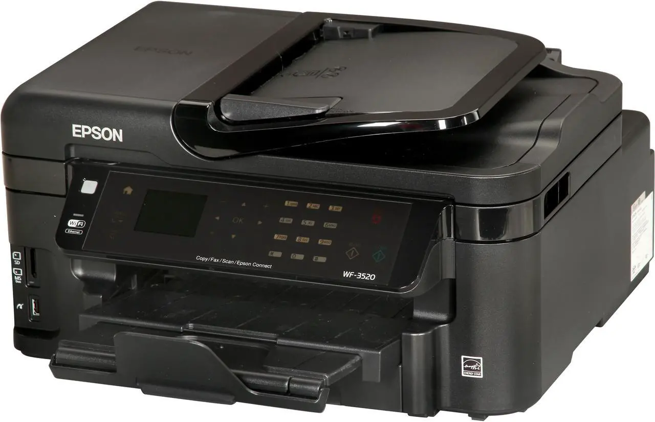 Main image of EPSON WorkForce WF-3520 15 ISO ppm Black Print Speed 5760 x 1440 optimized dpi Color Print Quality Ethernet (RJ-45) / USB / Wi-Fi InkJet MFC / All-In-One Color Printer