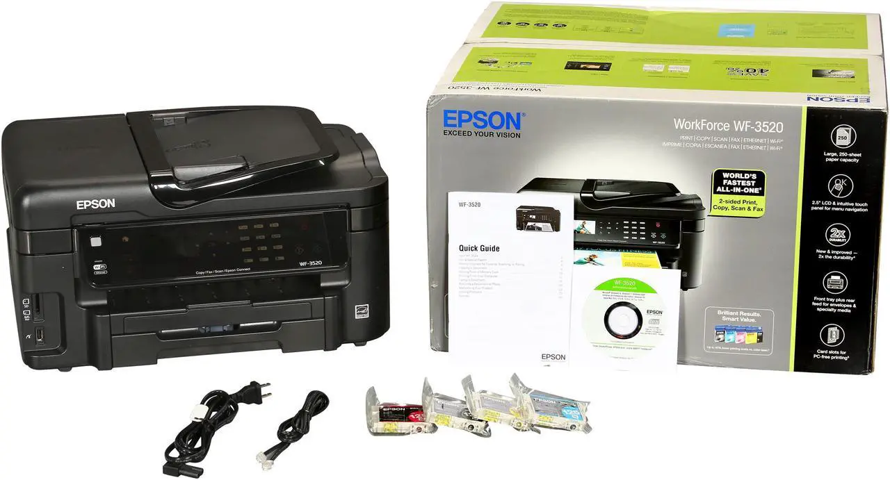 Alt view image 10 of 10 - EPSON WorkForce WF-3520 15 ISO ppm Black Print Speed 5760 x 1440 optimized dpi Color Print Quality Ethernet (RJ-45) / USB / Wi-Fi InkJet MFC / All-In-One Color Printer