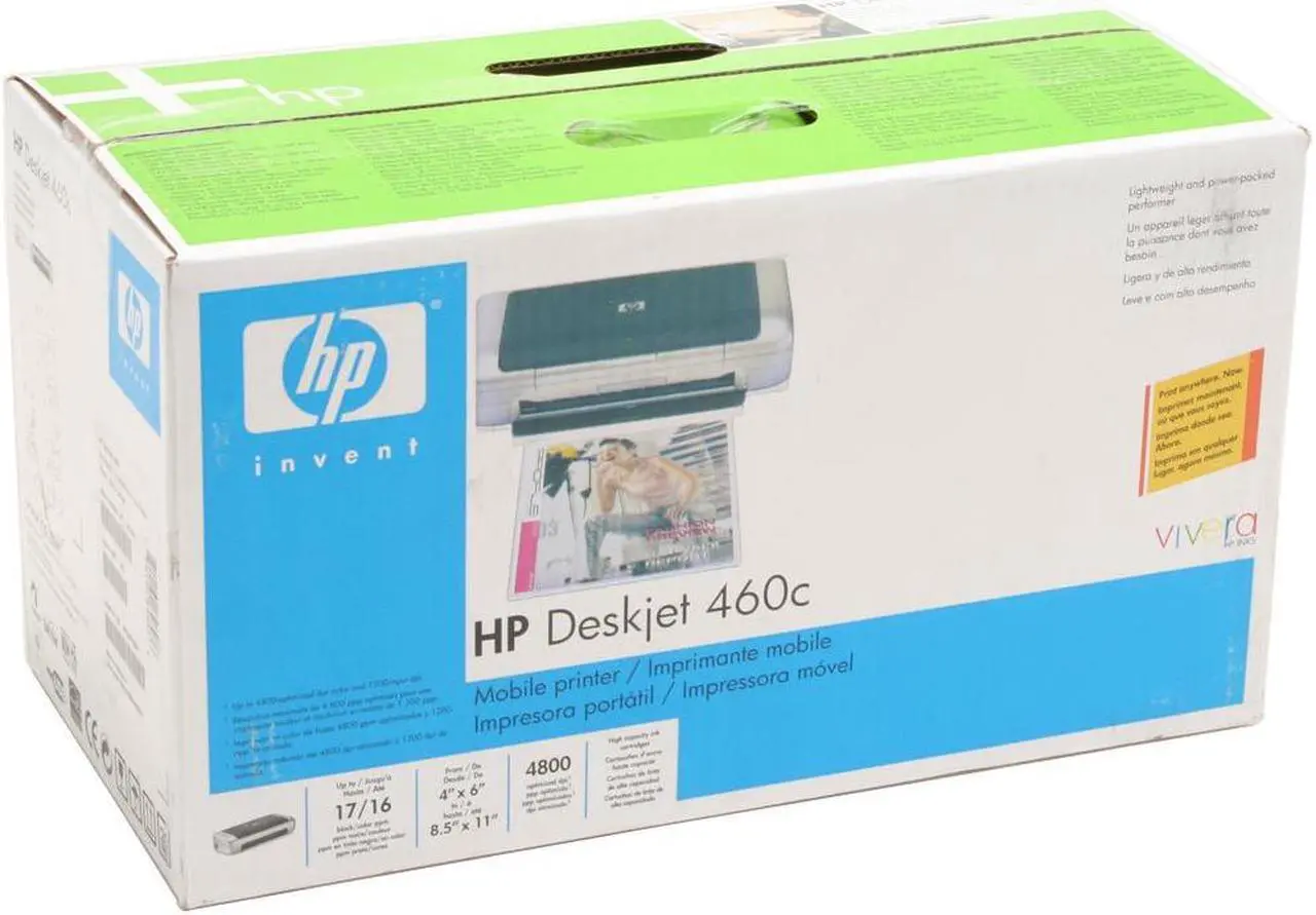 Alt view image 12 of 12 - HP Deskjet 460C C8150A Up to 17 ppm Black Print Speed Up to 4800 optimized dpi color and 1200 input dpi Color Print Quality USB Thermal Inkjet Mobile Color Printer