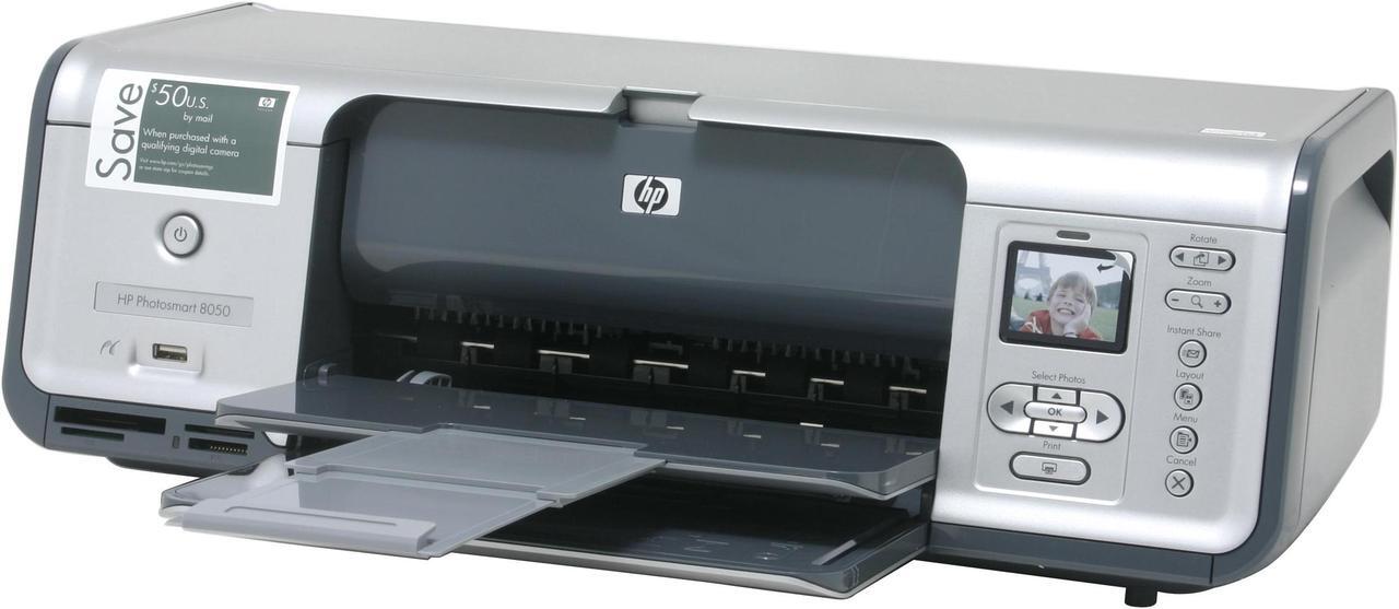 Alt view image 2 of 12 - HP Photosmart 8050 Q6351A Up to 30 ppm Black Print Speed Up to 4800 x 1200 optimized dpi color when printing from a computer and 1200 input dpi Color Print Quality USB InkJet Photo Color Printer