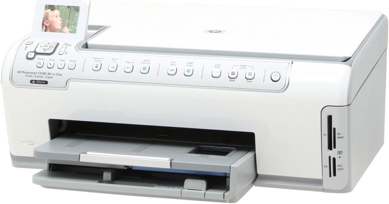 Alt view image 2 of 14 - HP Photosmart C5180 Q8220A Up to 32 ppm Black Print Speed 4800 x 1200 dpi Color Print Quality Ethernet (RJ-45) / USB InkJet MFC / All-In-One Color Printer