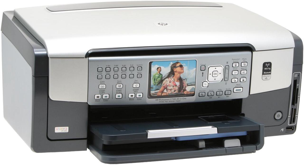 Alt view image 4 of 15 - HP Photosmart C7180 Q8200A Up to 32 ppm Black Print Speed Up to 4800 x 1200 optimized dpi color (when printing from a computer and 1200 input dpi) Color Print Quality Ethernet (RJ-45) / USB / Wi-Fi InkJet MFC / All-In-One Color Printer