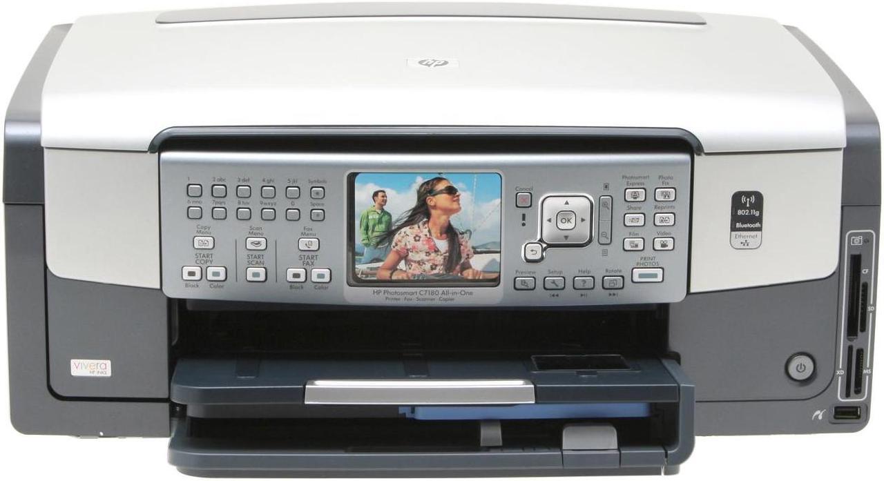 Alt view image 3 of 15 - HP Photosmart C7180 Q8200A Up to 32 ppm Black Print Speed Up to 4800 x 1200 optimized dpi color (when printing from a computer and 1200 input dpi) Color Print Quality Ethernet (RJ-45) / USB / Wi-Fi InkJet MFC / All-In-One Color Printer