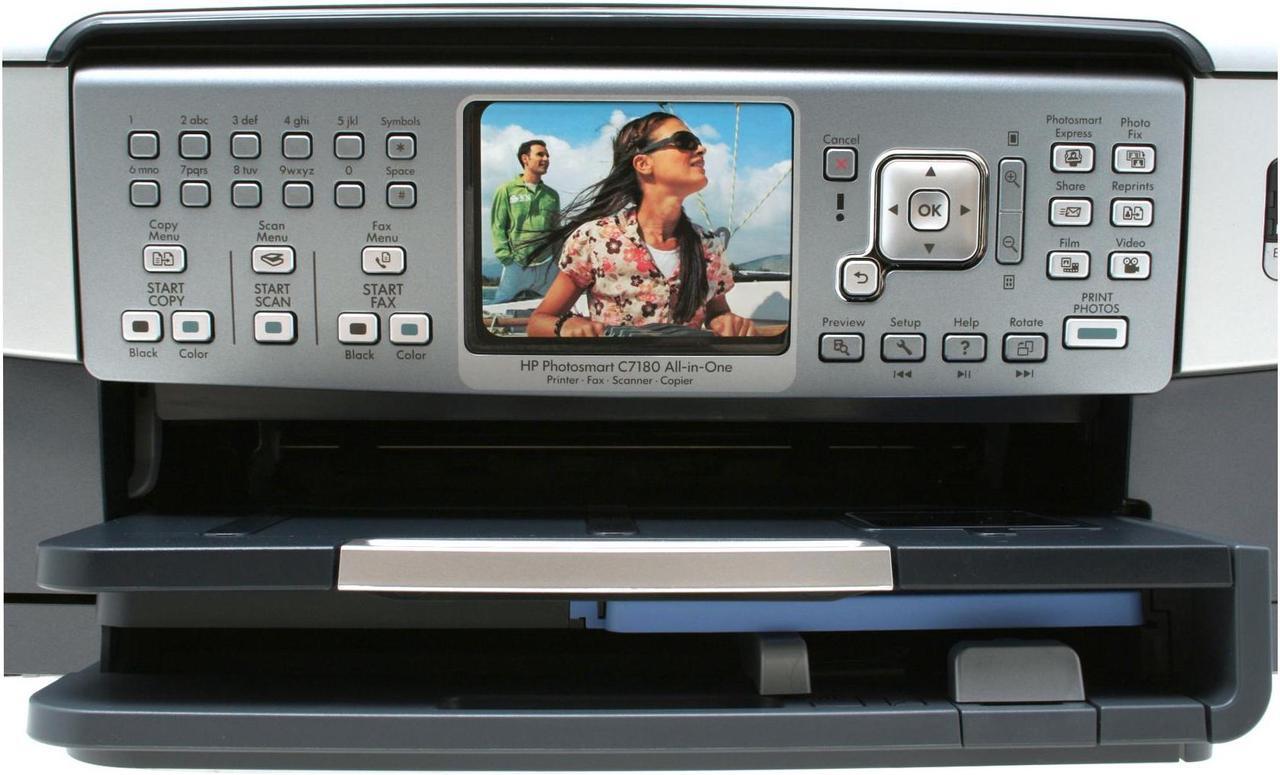 Alt view image 9 of 15 - HP Photosmart C7180 Q8200A Up to 32 ppm Black Print Speed Up to 4800 x 1200 optimized dpi color (when printing from a computer and 1200 input dpi) Color Print Quality Ethernet (RJ-45) / USB / Wi-Fi InkJet MFC / All-In-One Color Printer