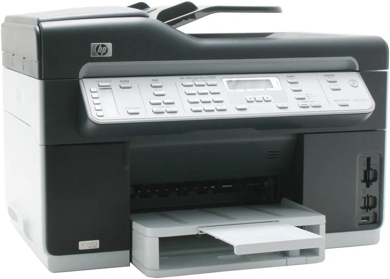 Alt view image 4 of 20 - HP Officejet Pro L7580 C8187A Up to 35 ppm Black Print Speed 4800 x 1200 dpi Color Print Quality Ethernet (RJ-45) / USB InkJet MFC / All-In-One Color Printer