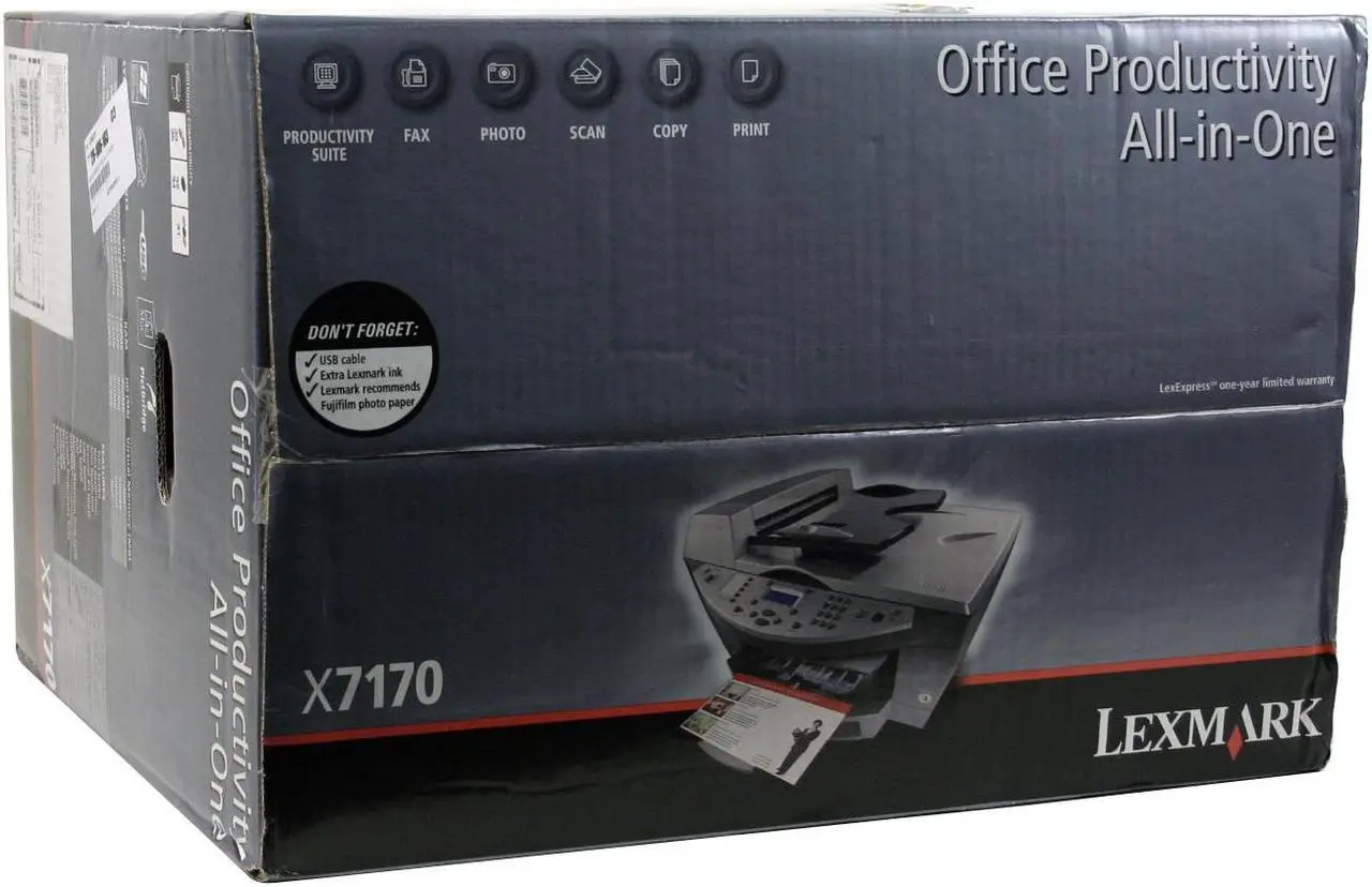 Alt view image 11 of 11 - LEXMARK X7170 21H0281 22 ppm Black Print Speed 4800 x 1200 dpi Color Print Quality Ethernet (RJ-45) / USB InkJet MFC / All-In-One Color Printer