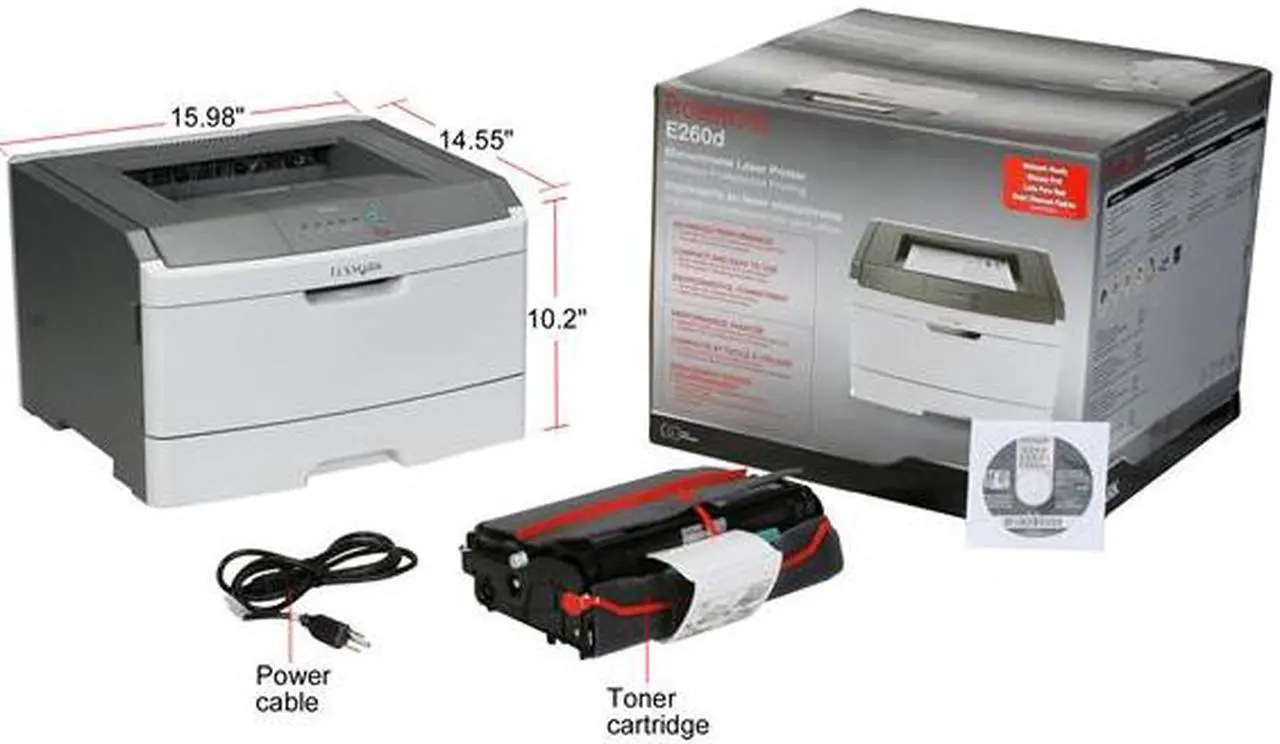 Alt view image 9 of 9 - Lexmark E Series E260dn Workgroup Up to 35 ppm Monochrome Ethernet (RJ-45) / LPT / USB Laser Printer
