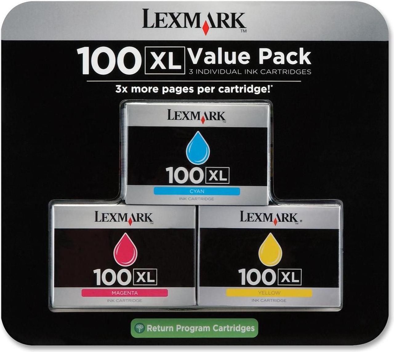 Main image of Lexmark 100XL High Yield Return Program Ink Cartridge - Combo Pack - Cyan/Magenta/Yellow