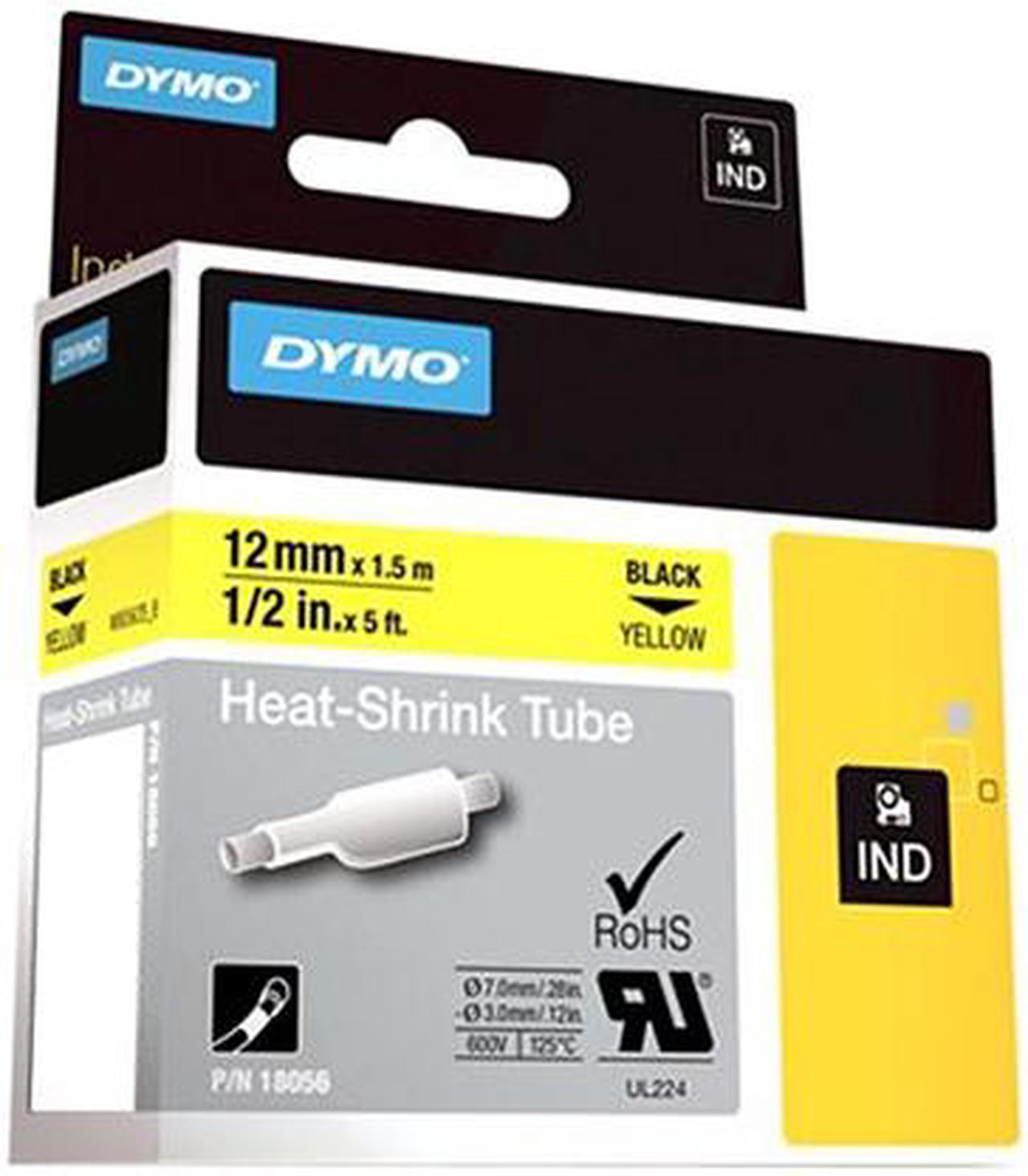 DYMO 18056 1/2" Yellow Heat Shrink Tubes, 5' roll