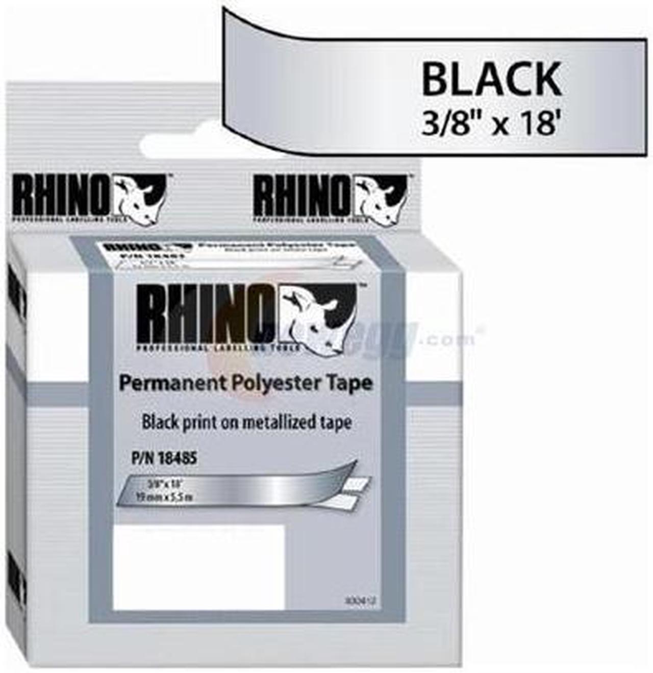 Dymo 18485 RHINO 3/8" Metal Perm Poly Labels - 9 mm