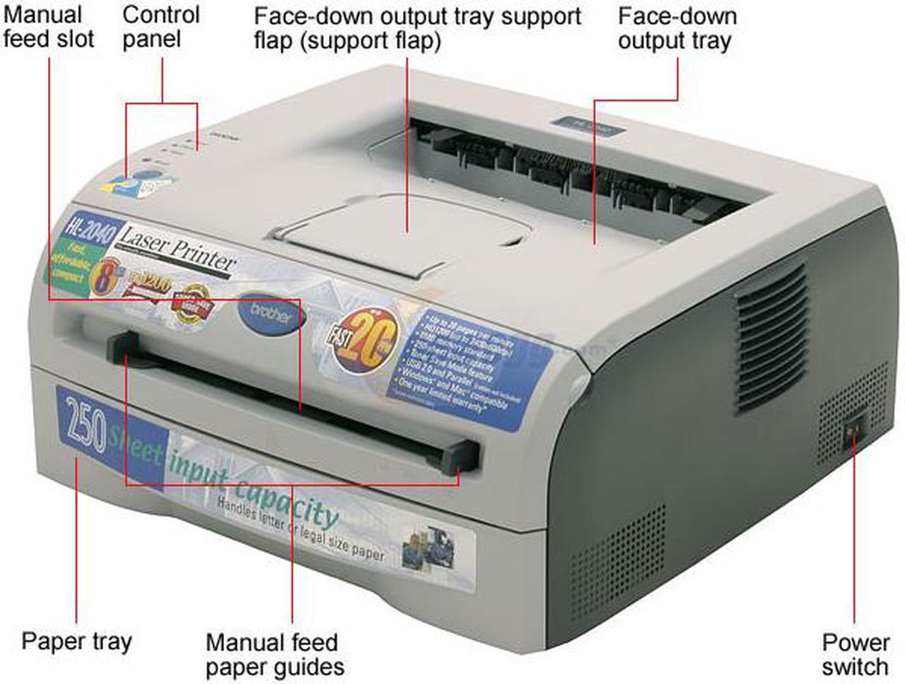 Alt view image 2 of 10 - Brother HL Series HL-2040 Personal Up to 20 ppm Monochrome LPT / USB Laser Printer