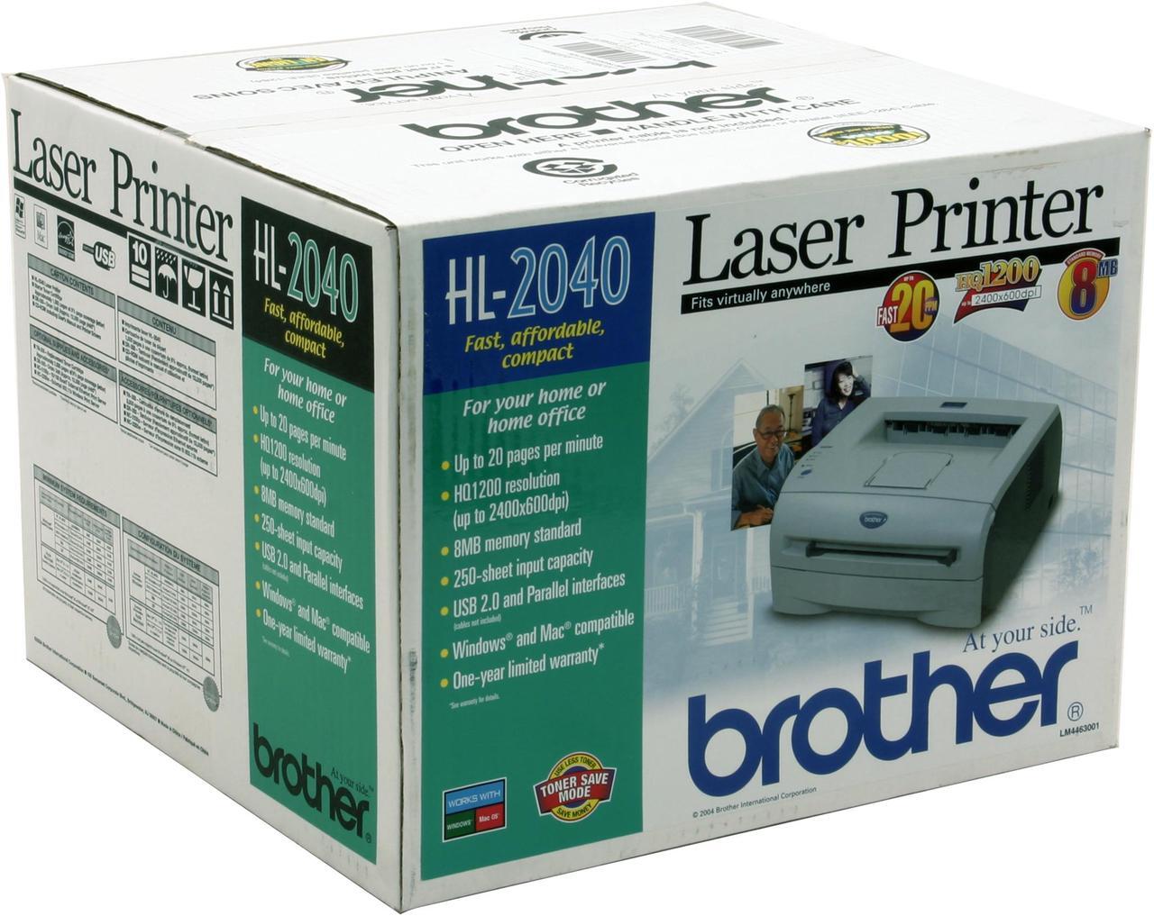 Alt view image 10 of 10 - Brother HL Series HL-2040 Personal Up to 20 ppm Monochrome LPT / USB Laser Printer