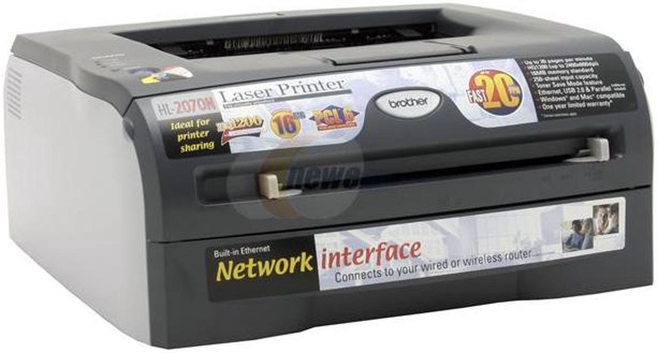 Alt view image 4 of 9 - Brother HL Series HL-2070N Workgroup Up to 20 ppm Monochrome Ethernet (RJ-45) / LPT / USB Laser Printer