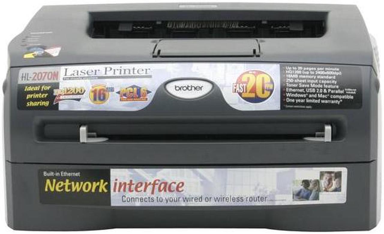 Alt view image 3 of 9 - Brother HL Series HL-2070N Workgroup Up to 20 ppm Monochrome Ethernet (RJ-45) / LPT / USB Laser Printer