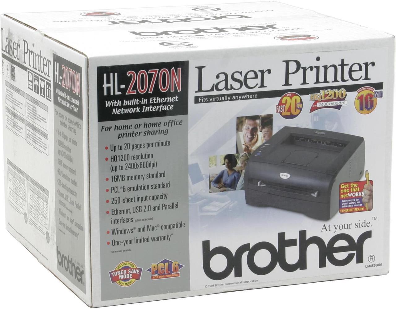 Alt view image 9 of 9 - Brother HL Series HL-2070N Workgroup Up to 20 ppm Monochrome Ethernet (RJ-45) / LPT / USB Laser Printer