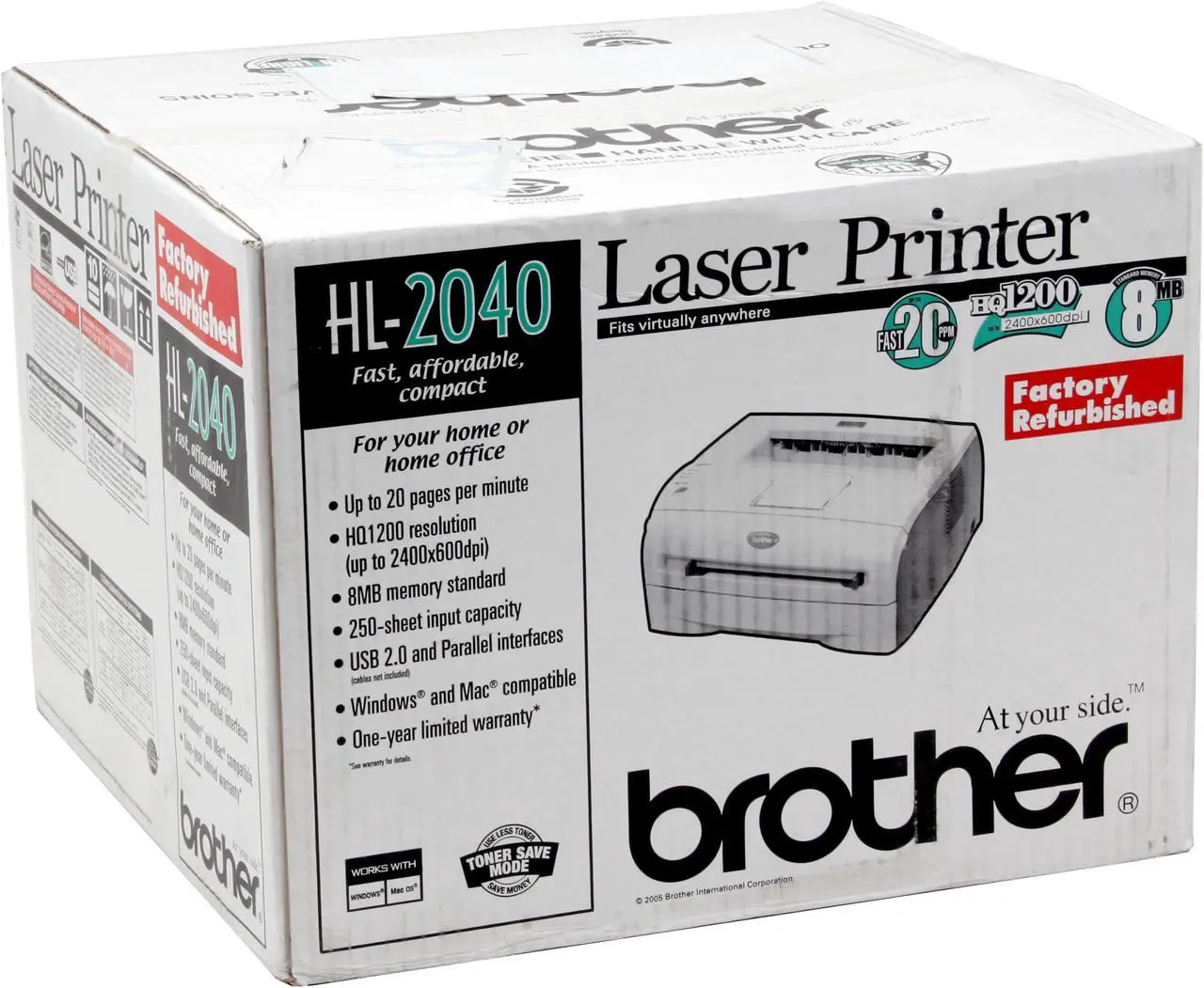 Alt view image 13 of 13 - Brother HL Series HL-2040 Personal Up to 20 ppm Monochrome LPT / USB Laser Printer