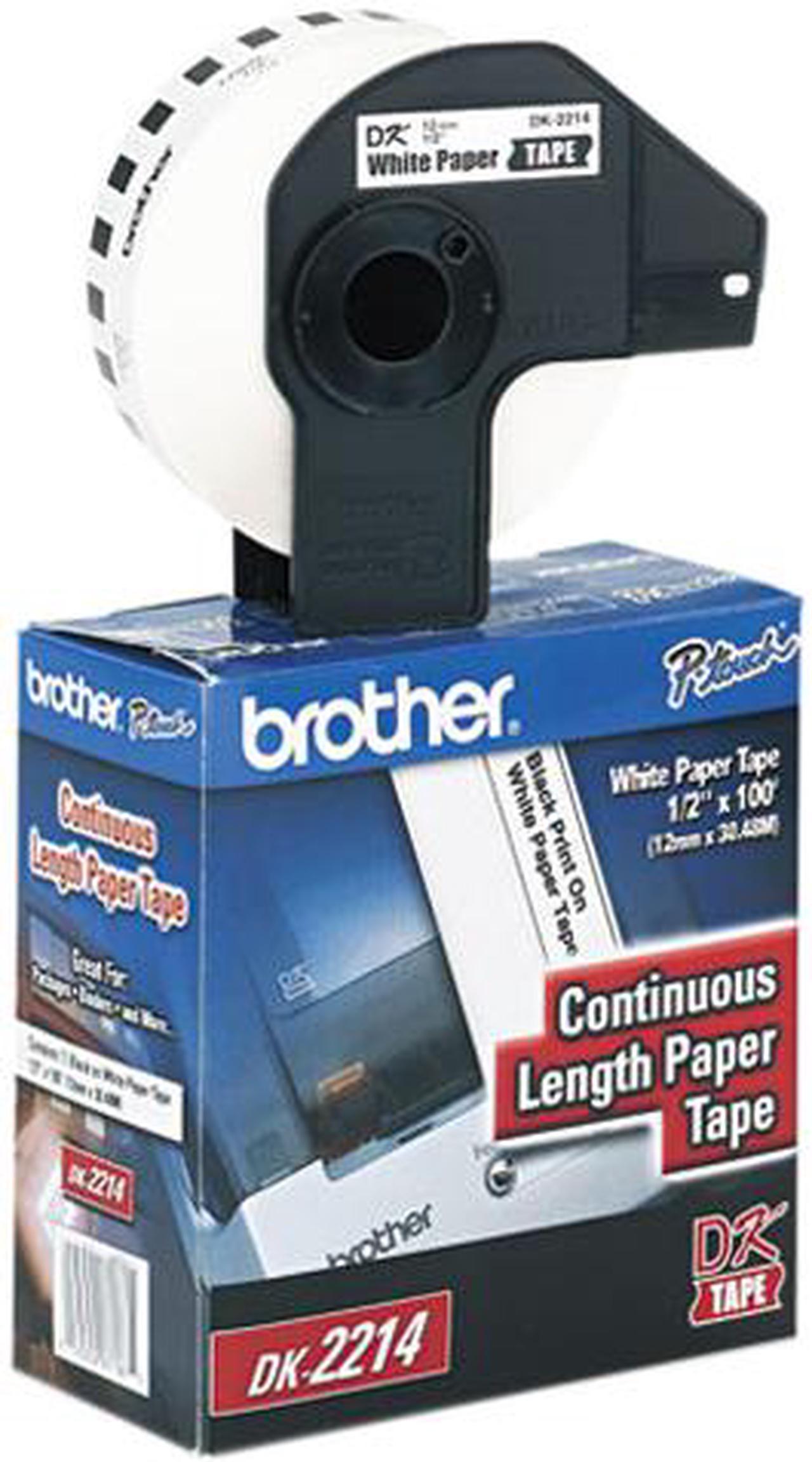 Brother DK2214 Continuous Paper Label Tape, .47" x 100 ft. Roll, White