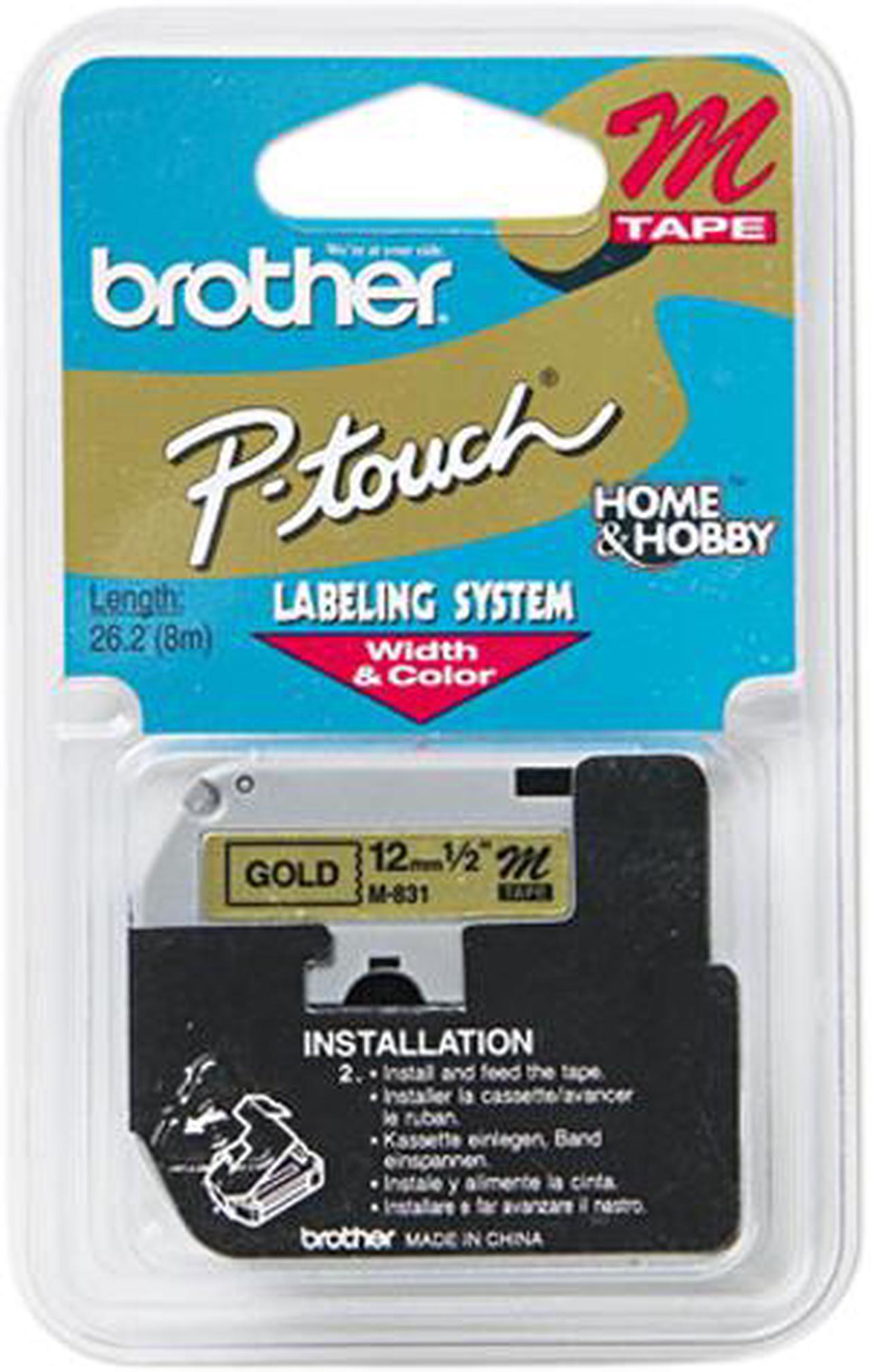 Brother P-Touch M831 M Series Tape Cartridge for P-Touch Labelers, 1/2w, Black on Gold