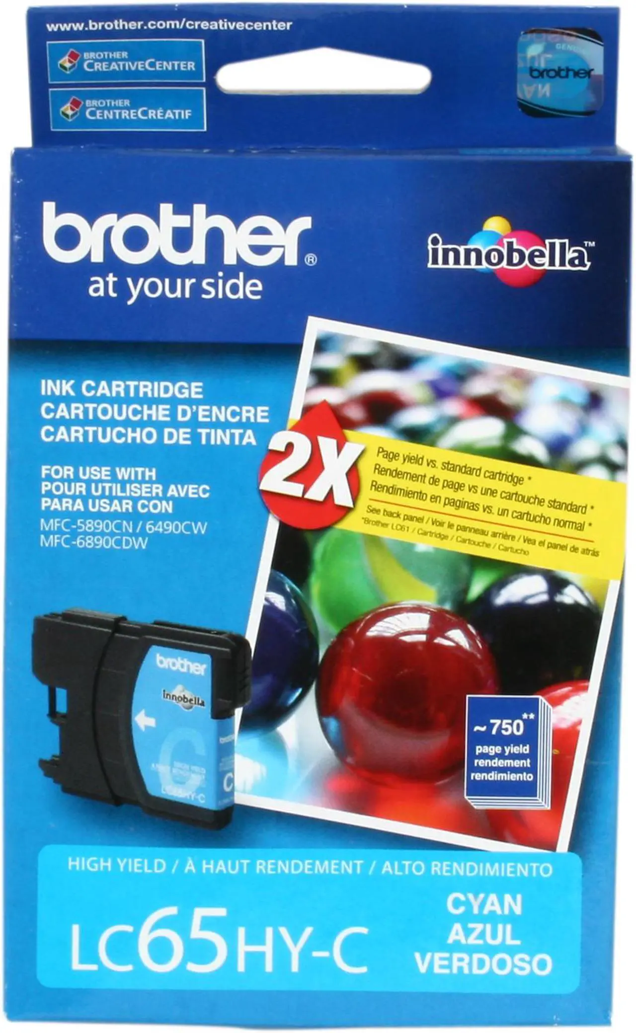 Alt view image 7 of 7 - Brother LC65HYC High Yield Innobella Ink Cartridge - Cyan