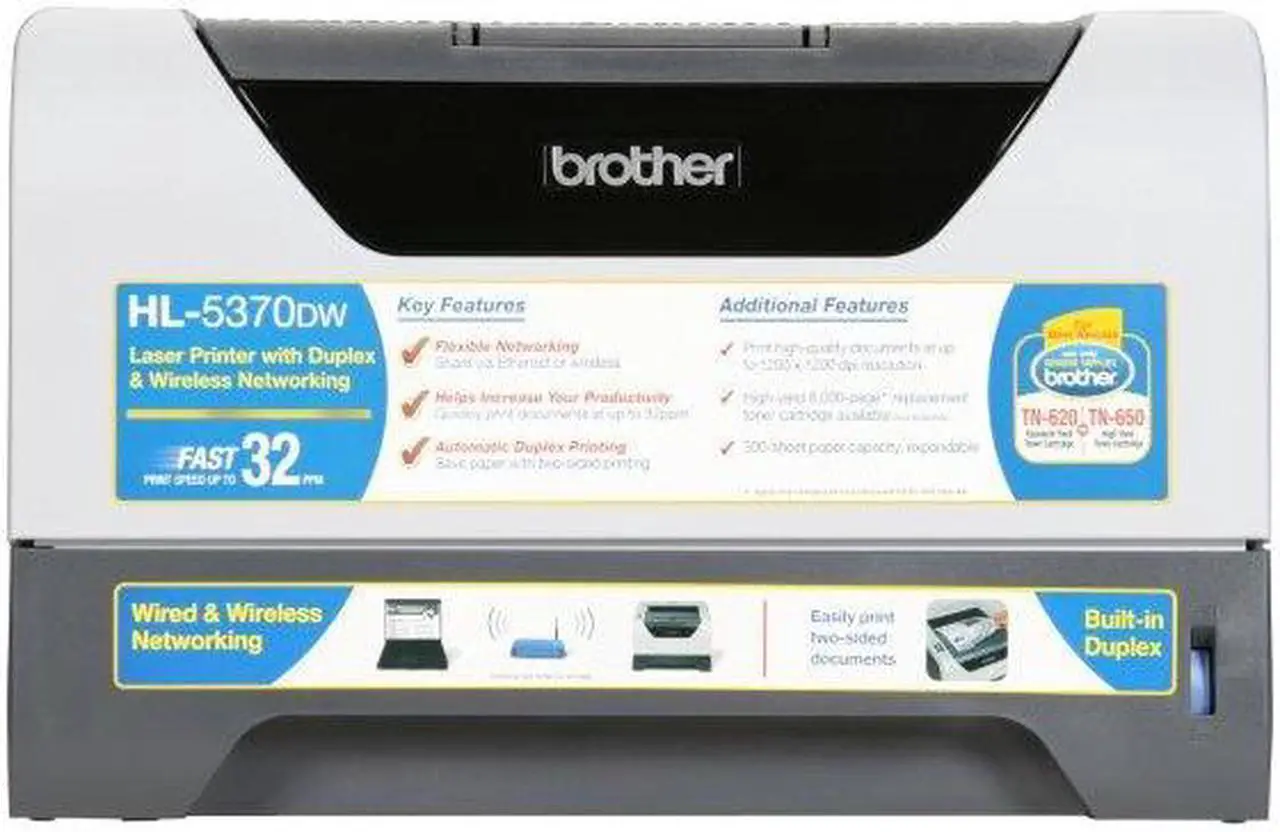 Alt view image 3 of 11 - brother HL-5370DW Monochrome Laser Printer with Wireless Networking and Duplex