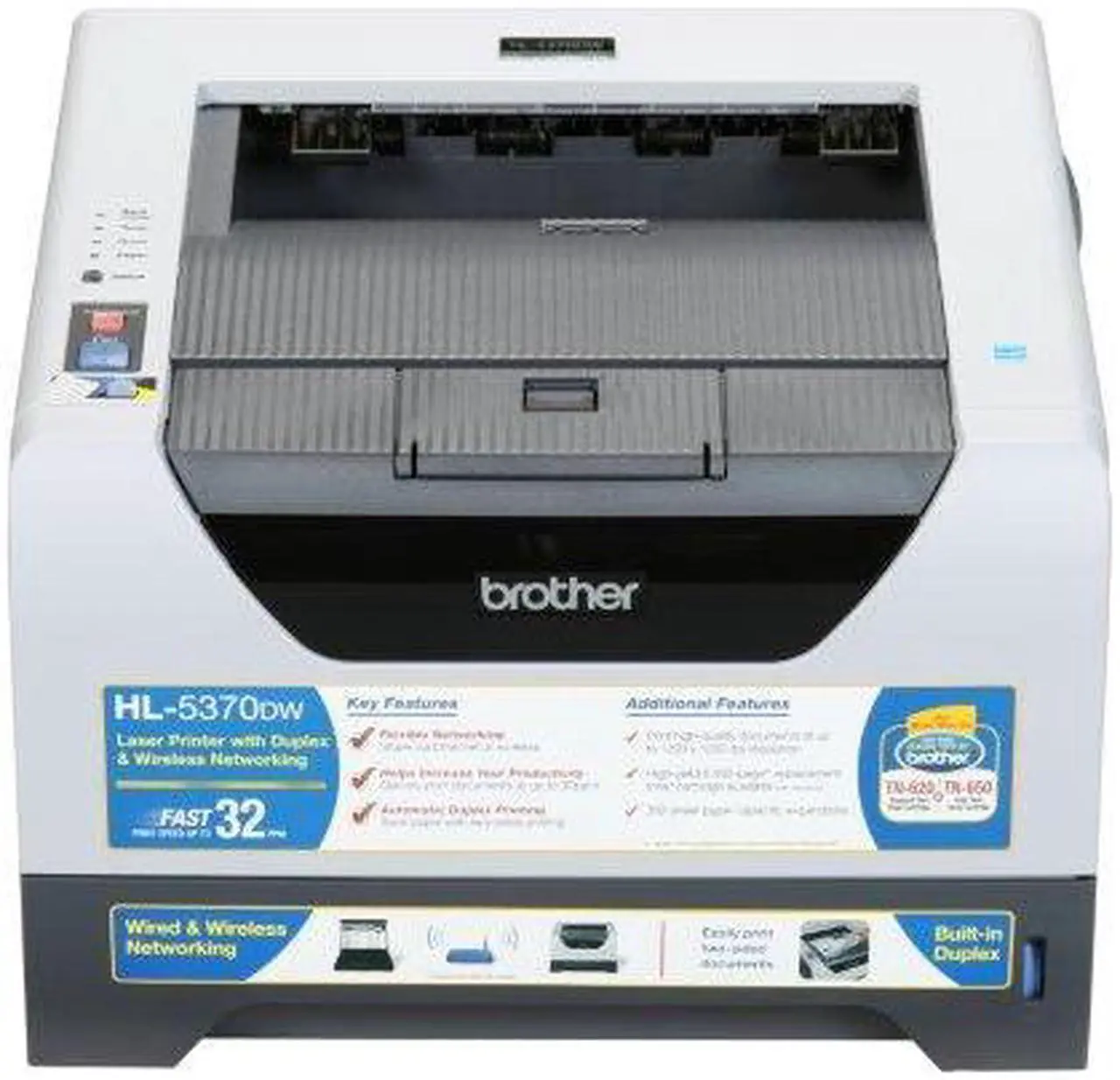 Alt view image 4 of 11 - brother HL-5370DW Monochrome Laser Printer with Wireless Networking and Duplex