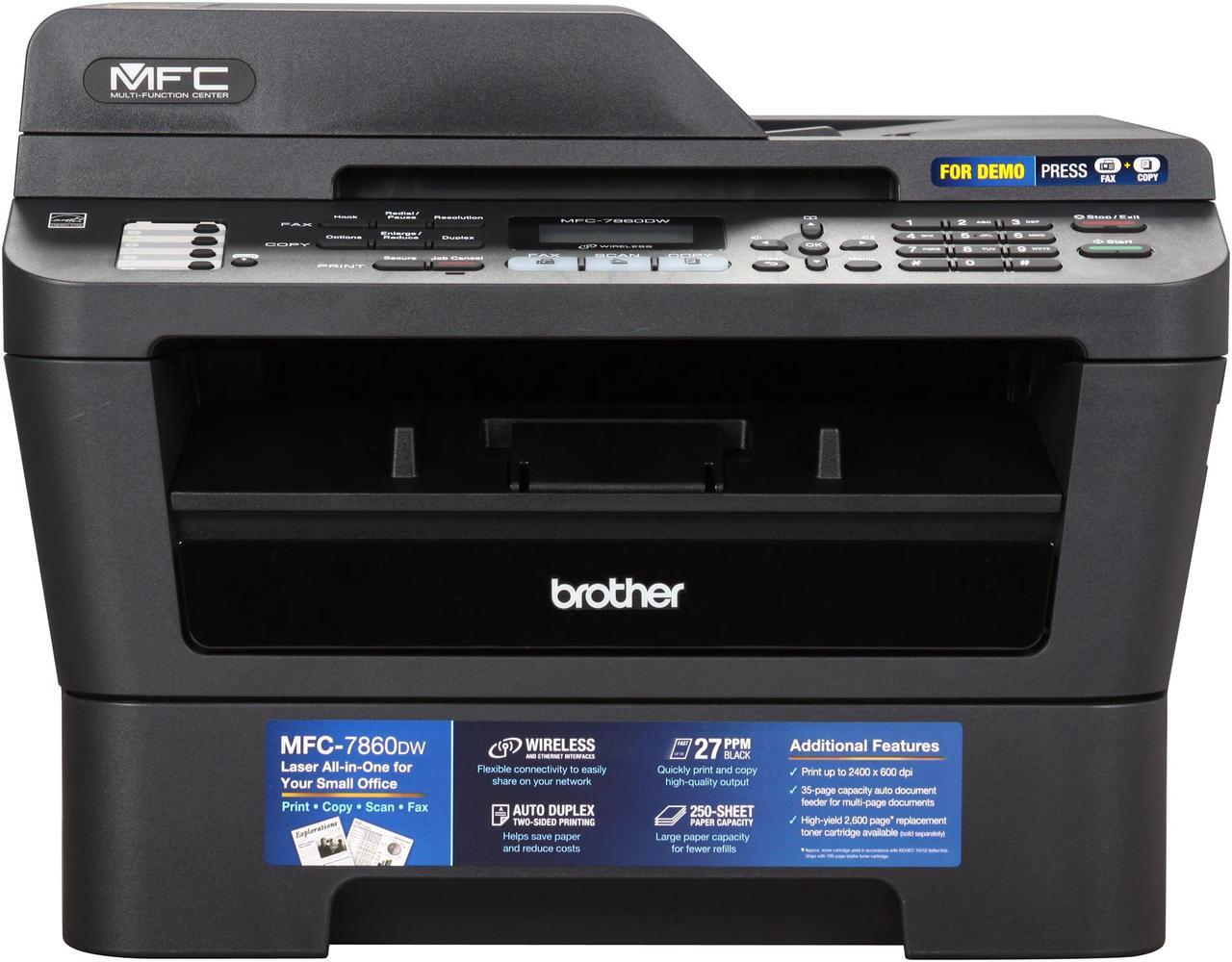 Alt view image 2 of 8 - Brother MFC-7860DW Wireless Monochrome Multifunction Laser Printer