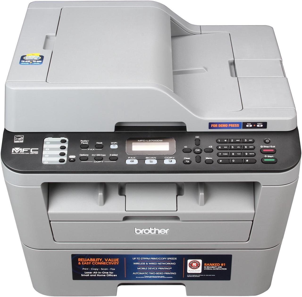 Alt view image 3 of 8 - Brother MFC-L2700DW Duplex Up to 2400 x 600 DPI Wireless / USB Monochrome Laser MFC Printer