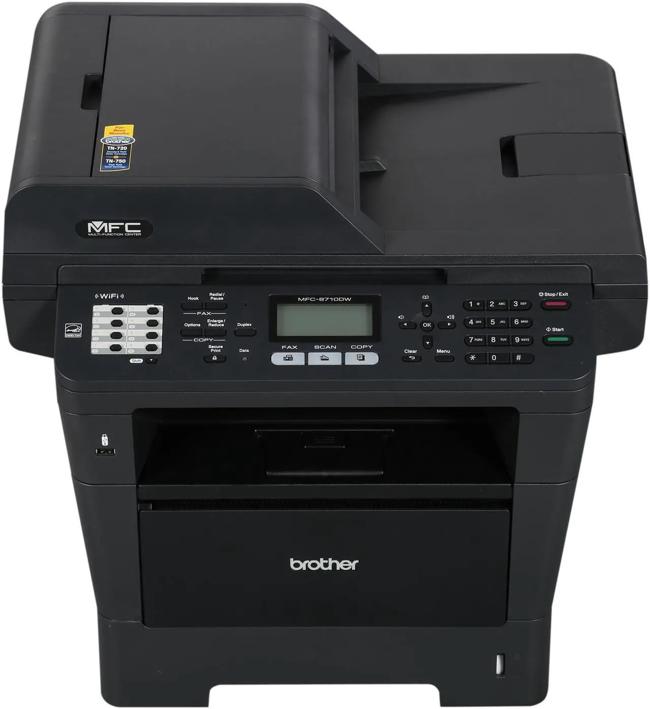 Alt view image 3 of 10 - Brother MFC Series MFC-8710dw MFC / All-In-One Up to 40 ppm Monochrome Ethernet (RJ-45) / USB / Wi-Fi Laser Printer