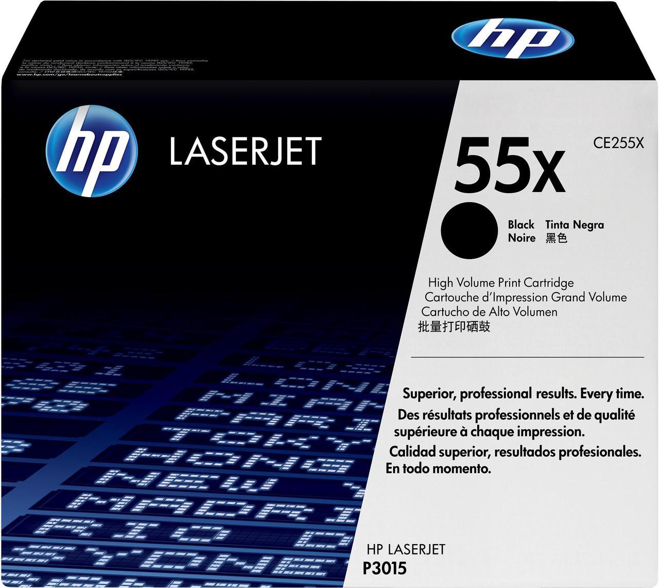 HP 55X High Yield LaserJet Toner Cartridge -Black Laser Print Technology (CE255X)