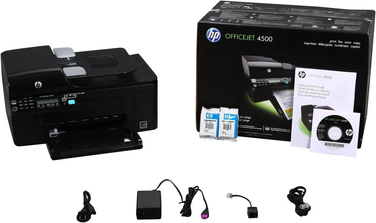 Alt view image 7 of 7 - HP Officejet 4500 CB867A Up to 28 ppm Black Print Speed 4800 x 1200 dpi Color Print Quality Ethernet (RJ-45) / USB Thermal Inkjet MFC / All-In-One Color Printer