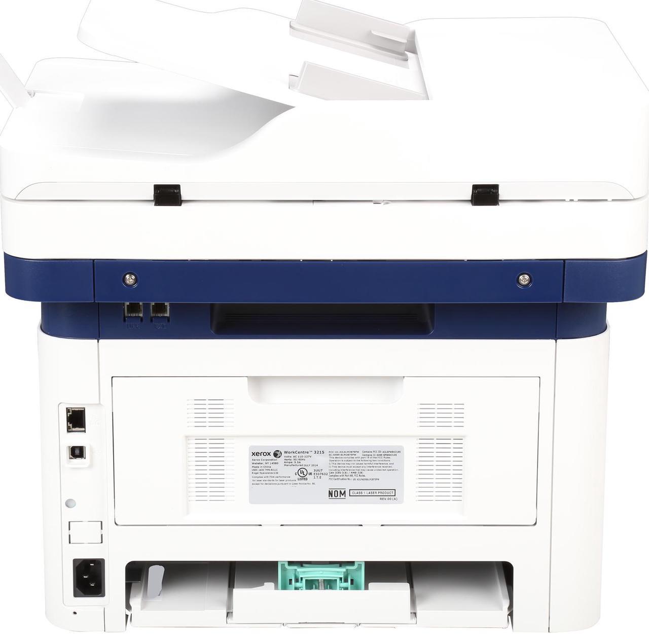 Alt view image 4 of 9 - Xerox WorkCentre 3215/NI Black and White Multifunction Printer, Print/Copy/Scan/Fax Letter/Legal, Up To 27ppm, 2-Sided Print, USB/Ethernet/Wireless, 250-Sheet Tray