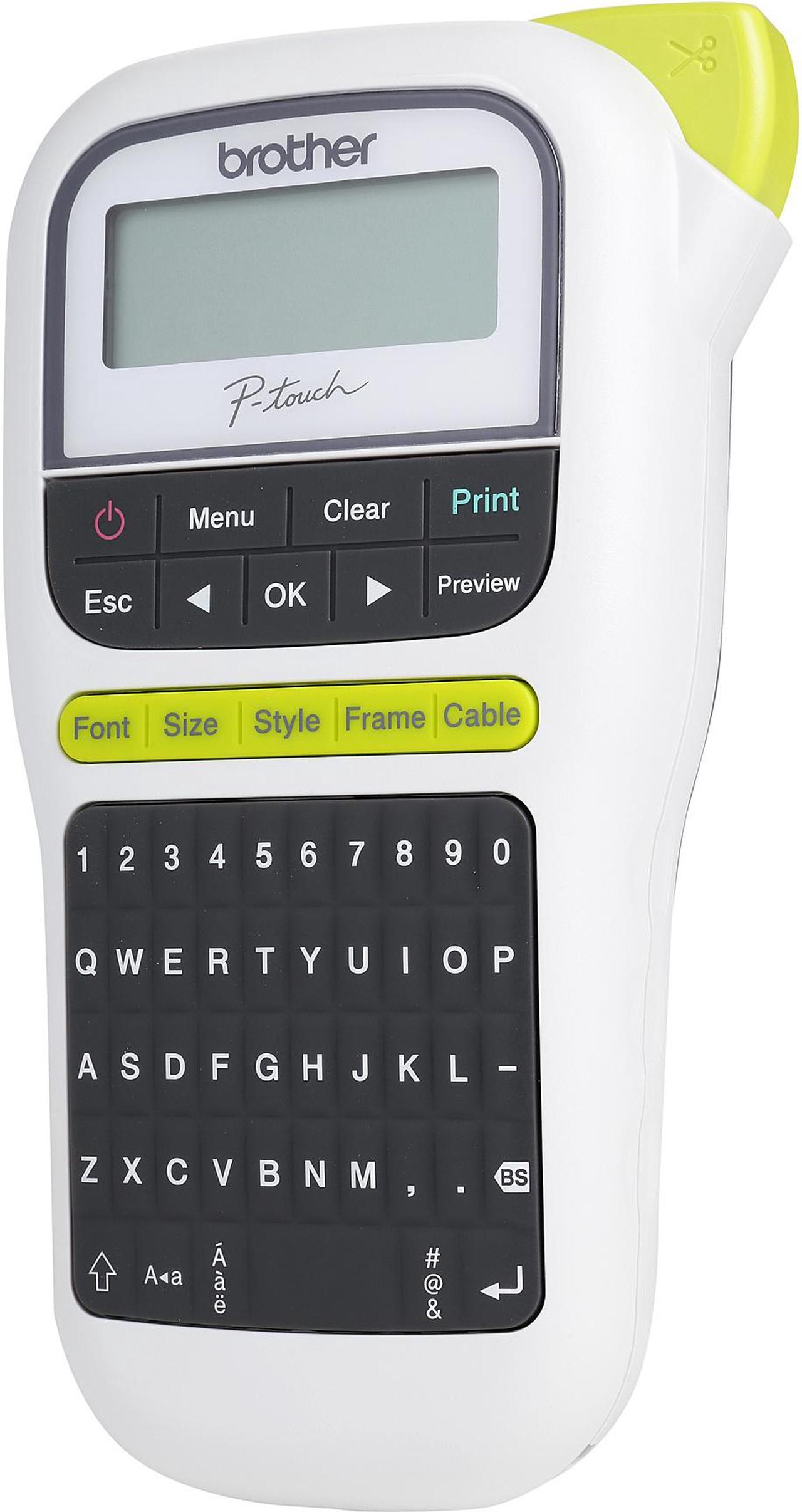 Brother P-touch PT-H110 Easy, Portable Label Maker, Thermal Transfer, 180 dpi, 20mm./sec, Up to 2 Print Lines, Manual Cutter