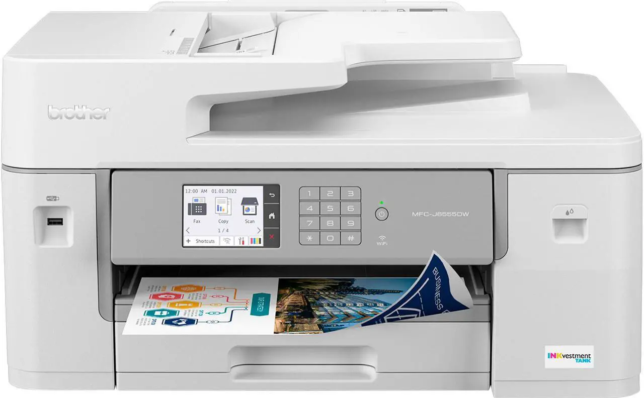 Alt view image 2 of 5 - Brother MFC-J6555DW INKvestment Tank Color Inkjet All-In-One Printer with up to 1 Year of Ink In-box1 and 11” x 17” print, copy, scan, and fax capabilities