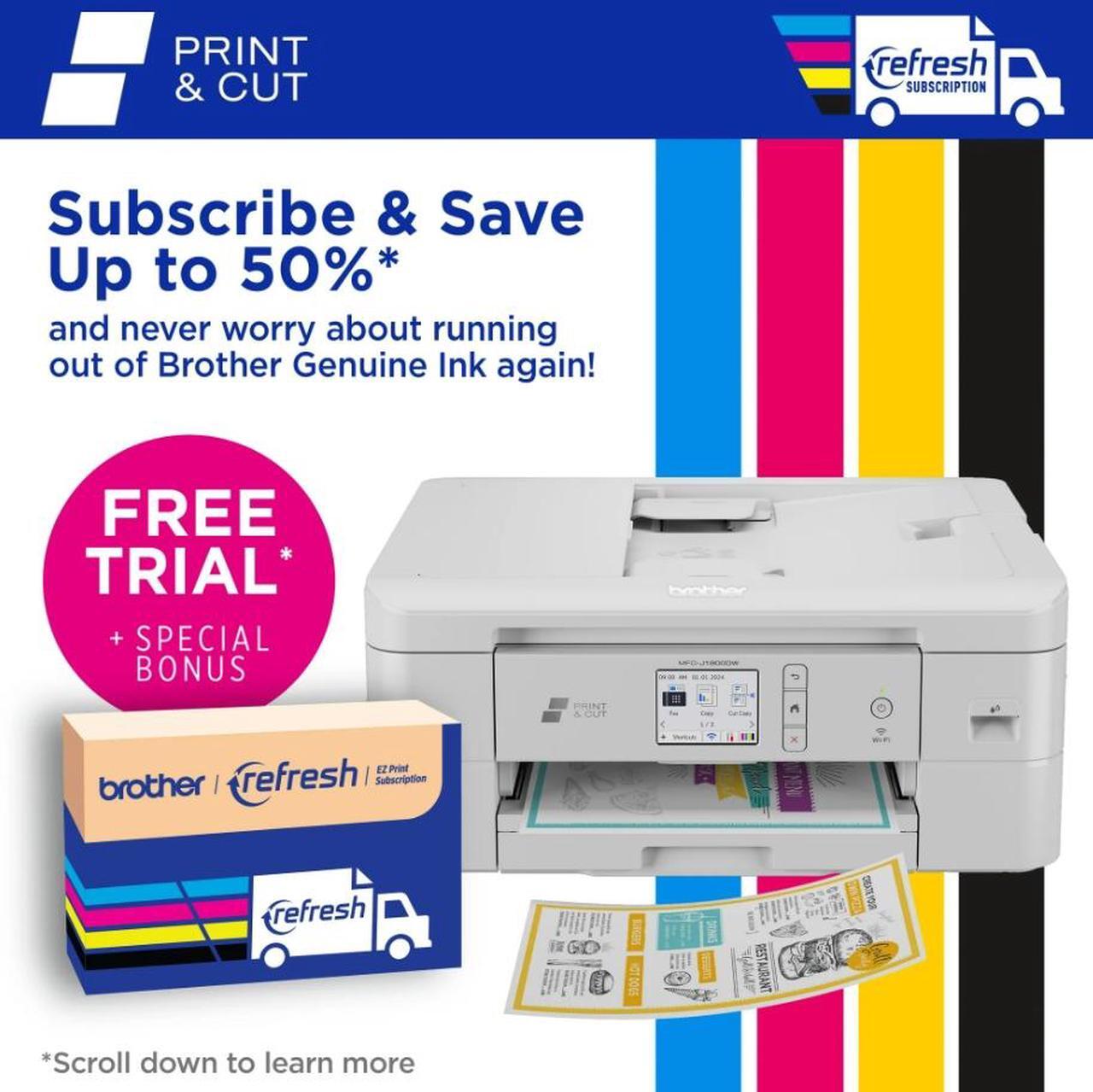 Alt view image 6 of 9 - Brother MFC-J1800DW Print & Cut All-in-One Color Inkjet Printer with automatic paper cutter