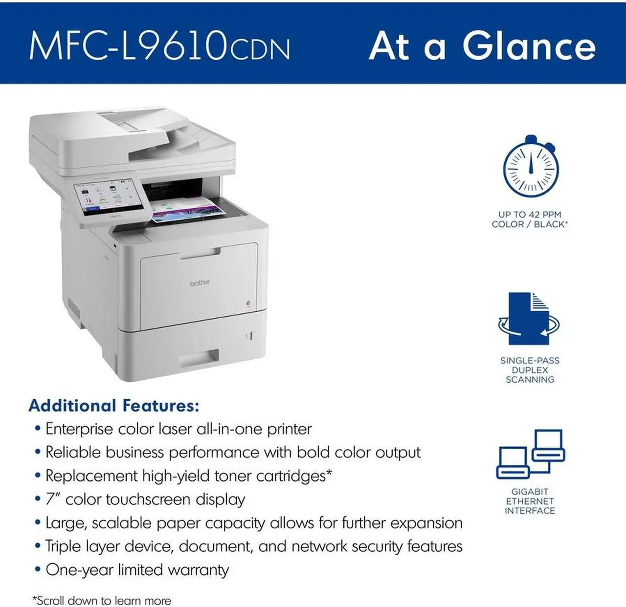 Alt view image 4 of 7 - Brother MFC-L9610CDN Laser Multifunction Printer - Color -  Copier/Fax/Printer/Scanner - 42 ppm Mono/42 ppm Color Print - 2400 x 600 dpi Print