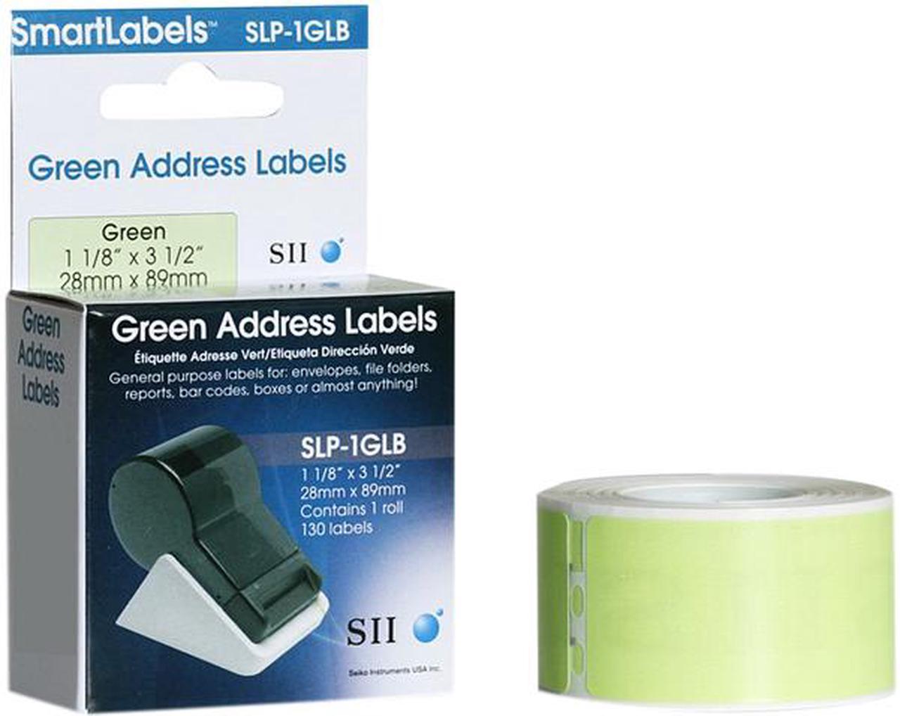 Seiko Address Label SLP-1GLB - 3.5" Width x 1.12" Length - 130/RollBox - Green