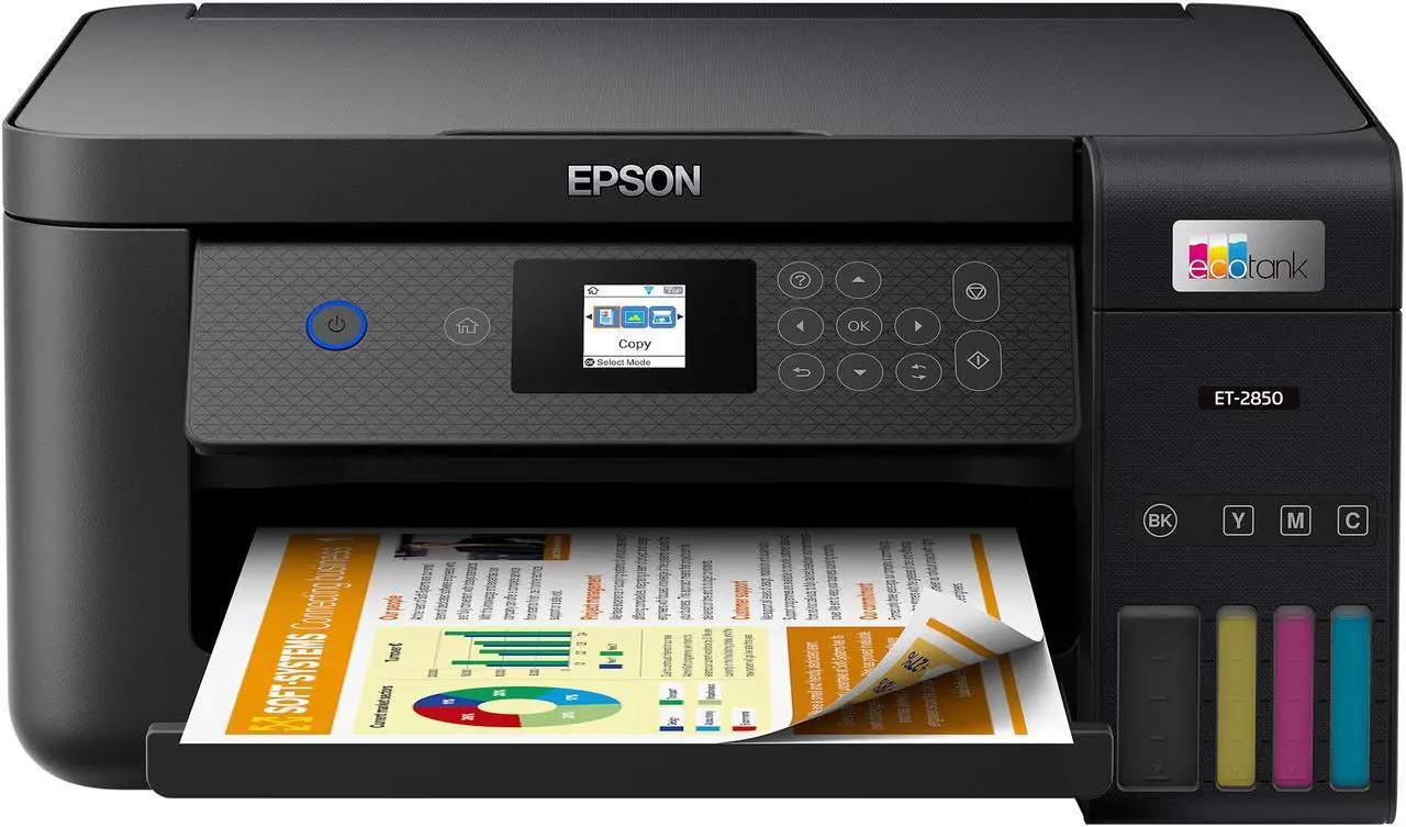 Alt view image 7 of 8 - Epson EcoTank ET-2850 Black Wireless Color All-in-One Printer (C11CJ63201)
